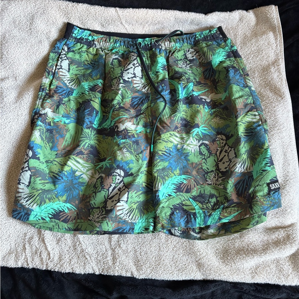 Saxx Men's Tropical Green Swim Shorts